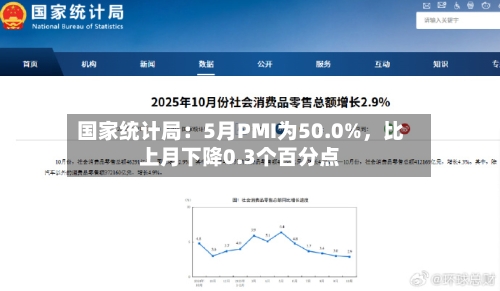 国家统计局：5月PMI为50.0%	，比上月下降0.3个百分点-第2张图片