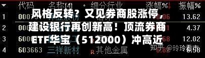 风格反转？又见券商股涨停，建设银行再创新高！顶流券商ETF华宝（512000）冲高近4%	，银行ETF连续突破-第2张图片