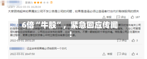 6倍“牛股	”，紧急回应传闻！-第2张图片