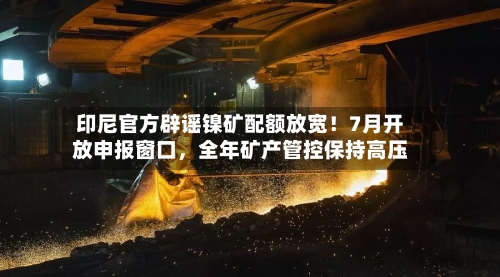 印尼官方辟谣镍矿配额放宽！7月开放申报窗口，全年矿产管控保持高压-第2张图片
