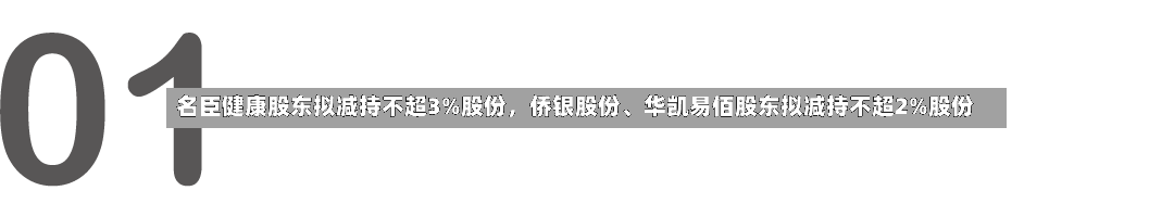 名臣健康股东拟减持不超3%股份，侨银股份、华凯易佰股东拟减持不超2%股份-第2张图片