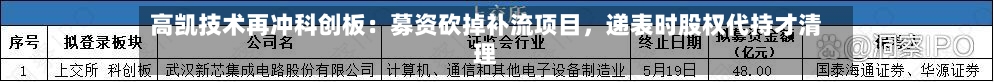 高凯技术再冲科创板：募资砍掉补流项目，递表时股权代持才清理-第2张图片