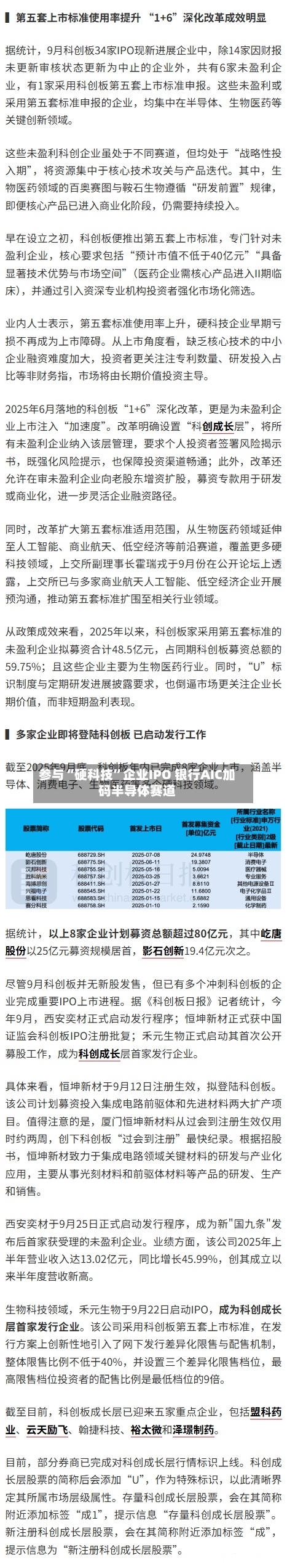 参与“硬科技	”企业IPO 银行AIC加码半导体赛道-第3张图片