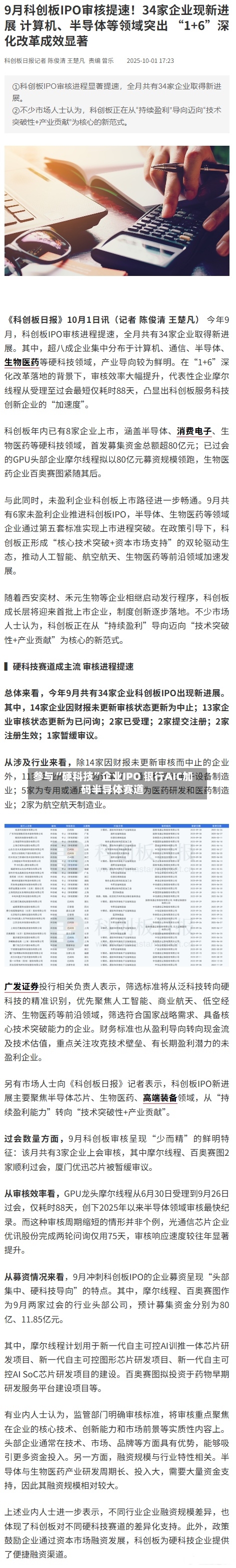 参与“硬科技”企业IPO 银行AIC加码半导体赛道
