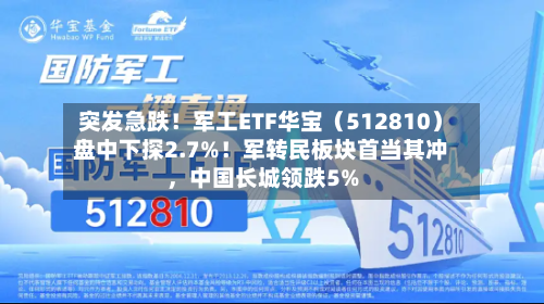 突发急跌！军工ETF华宝（512810）盘中下探2.7%！军转民板块首当其冲，中国长城领跌5%