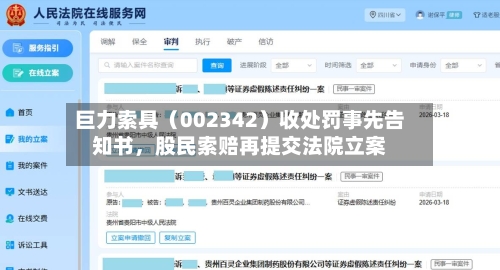 巨力索具（002342）收处罚事先告知书	，股民索赔再提交法院立案-第2张图片