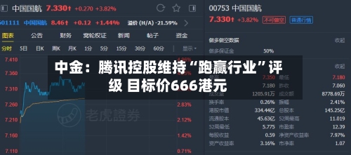 中金：腾讯控股维持“跑赢行业”评级 目标价666港元