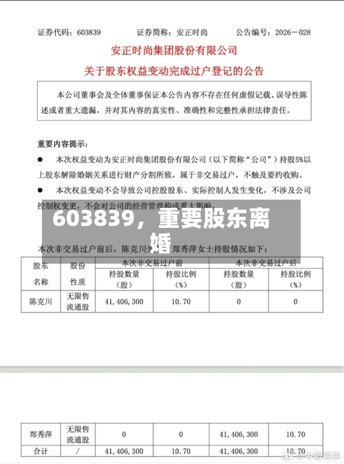 603839，重要股东离婚-第2张图片
