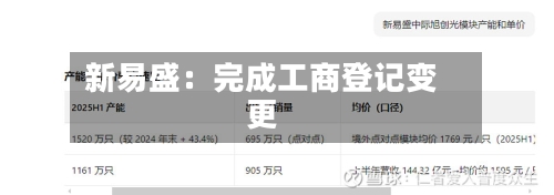 新易盛:完成工商登记变更
